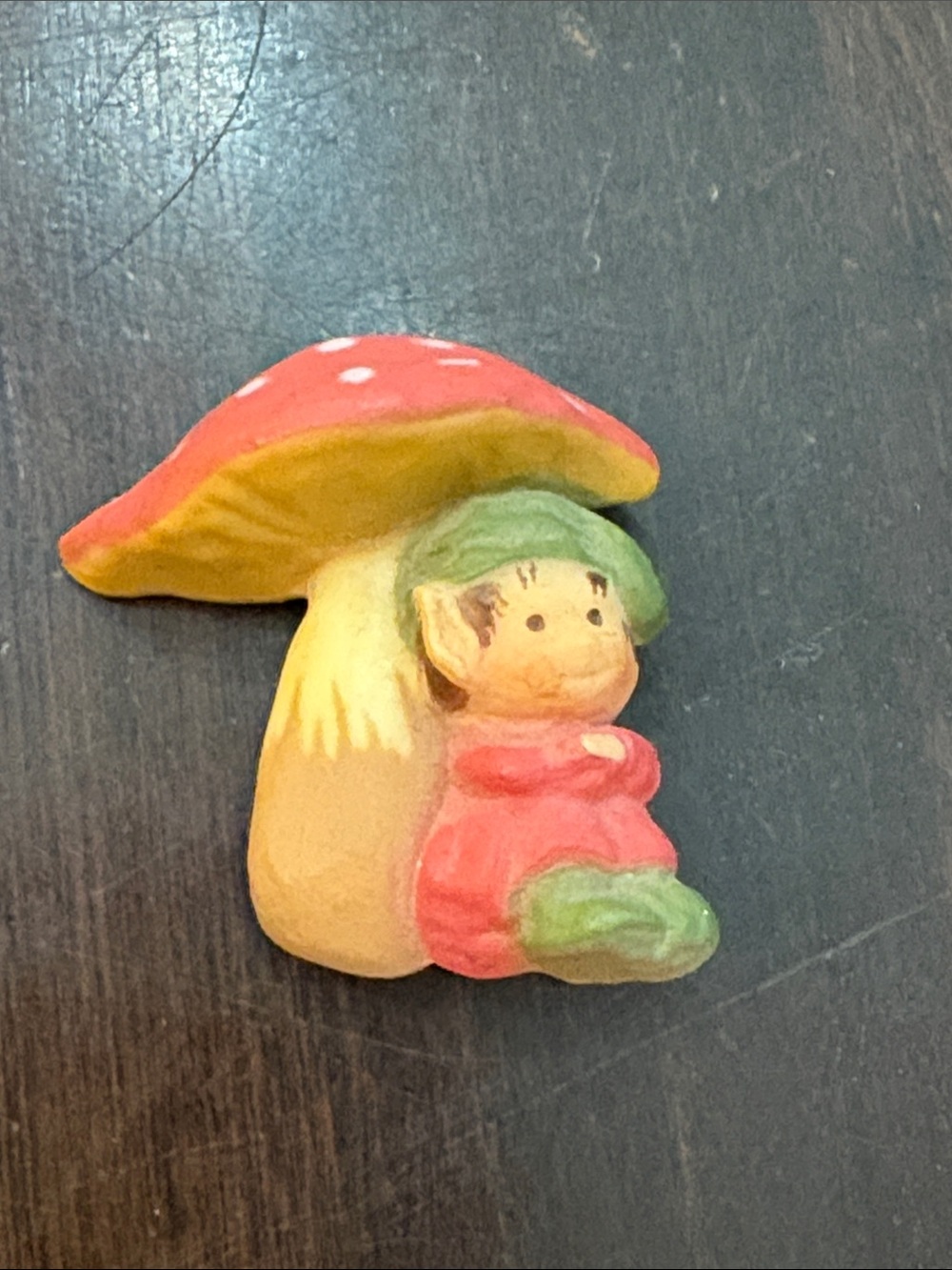 Vintage 1978 Hallmark Pixie Elf Under Mushroom Pin Brooch